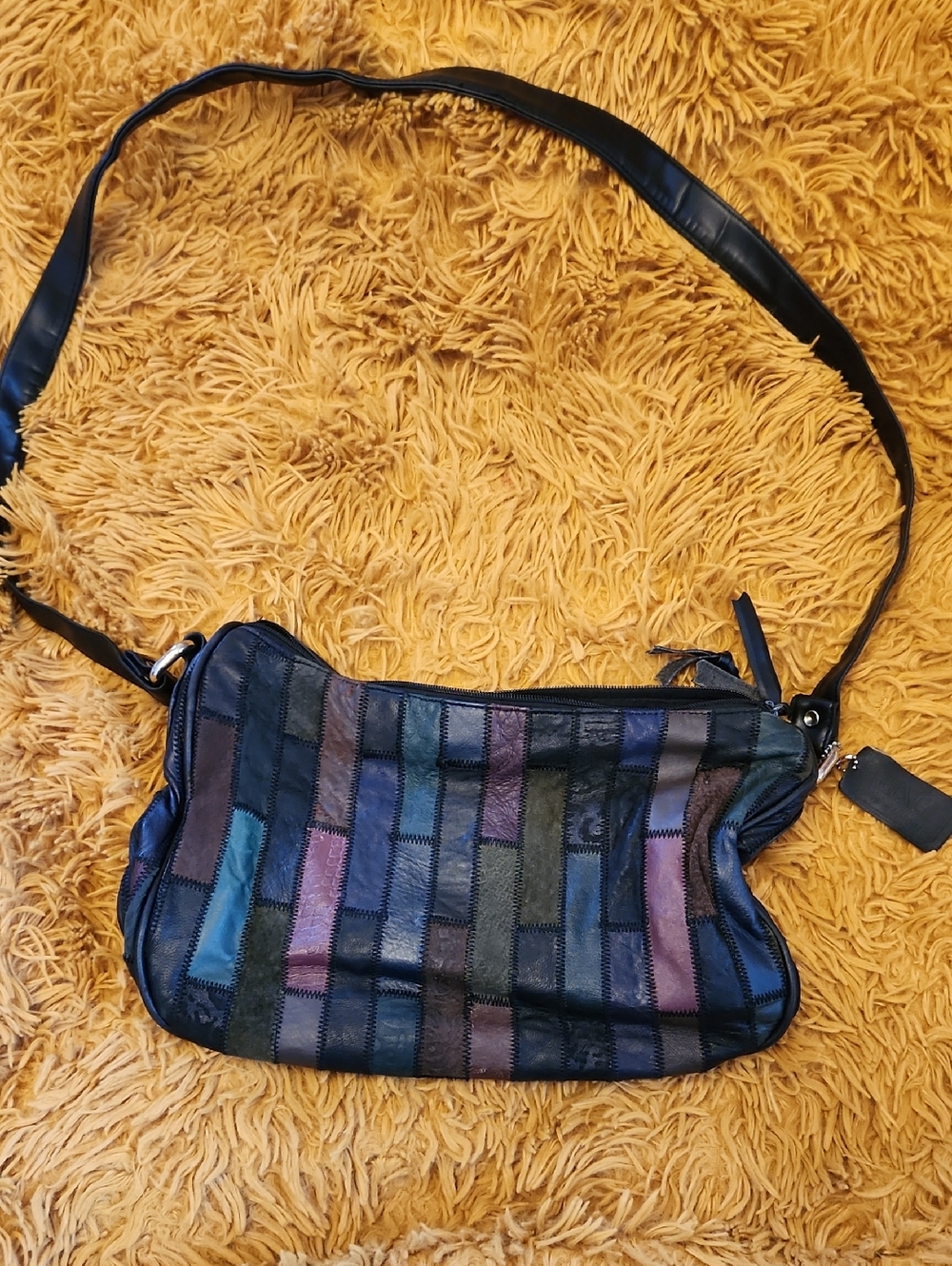 Vintage Multicolor Patchwork Leather Crossbody Bag
